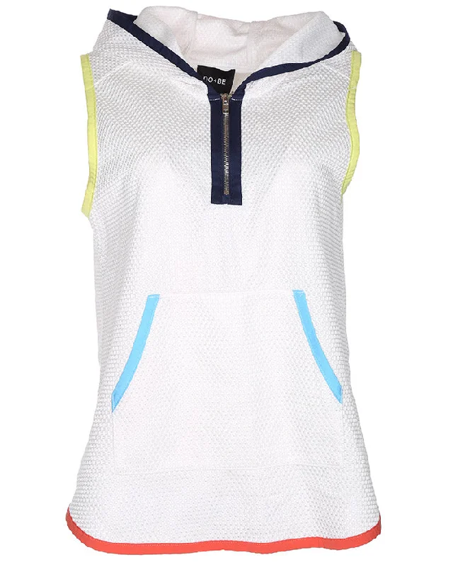 Colour Trim White Mesh Sleeveless Hoodie - M Lightweight pajama sets