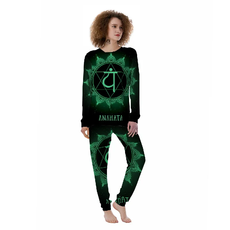 Mandala Anahata Chakra Print Women's Pajamas Best pajama sets for honeymoon