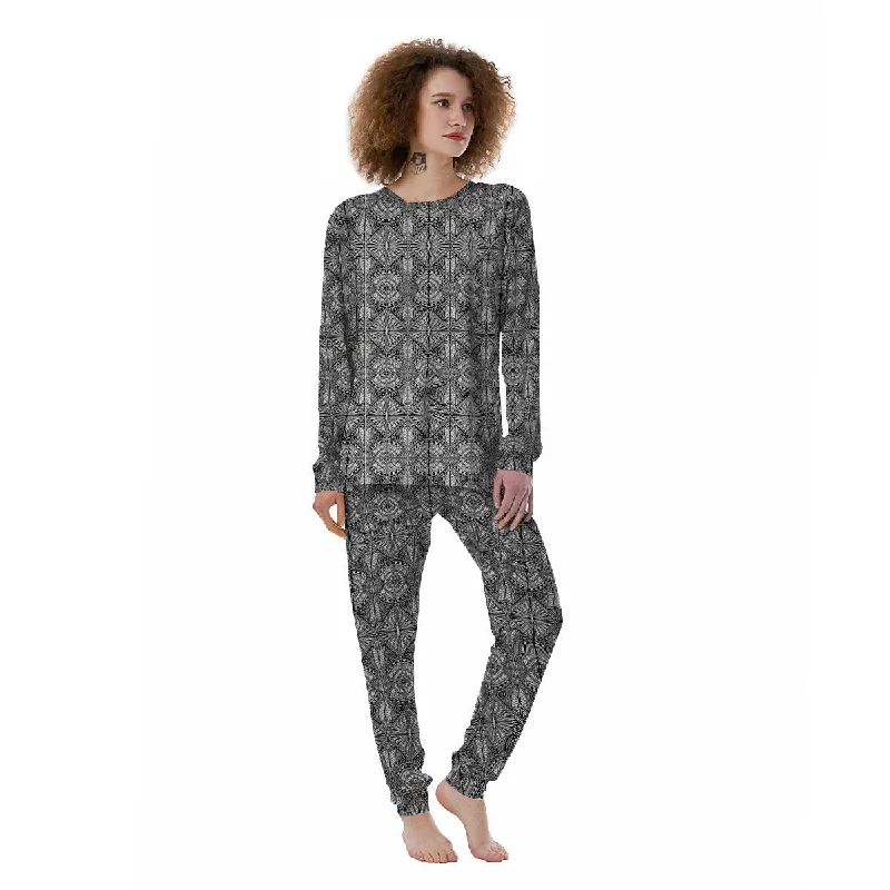 Maori White And Black Print Pattern Women's Pajamas Spring pajama sets