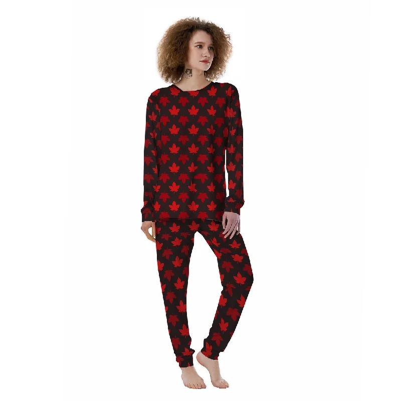 Maple Leaves Autumn Print Pattern Women's Pajamas Couple pajama sets