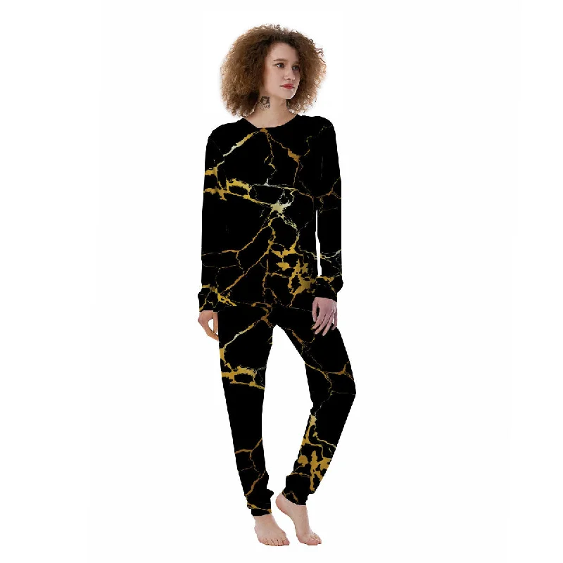 Marble Black Gold Print Women's Pajamas Best pajama sets for relaxing weekends