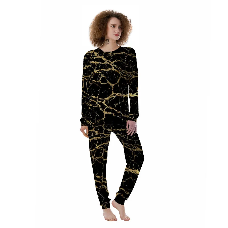 Marble Scratch Black Gold Print Marble Women's Pajamas Forever 21 pajama sets