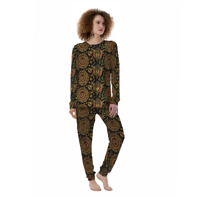 Maya Ancient Print Pattern Women's Pajamas Winter pajama sets