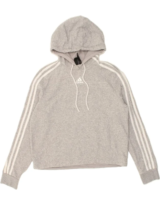 ADIDAS Womens Crop Hoodie Jumper UK 12/14 Medium Grey Cotton Canada Goose sweaters