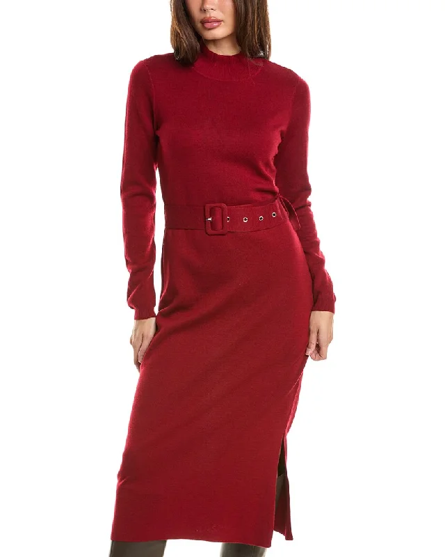 Elie Tahari Mock Neck Wool Midi Sweaterdess Fashionable sweaters