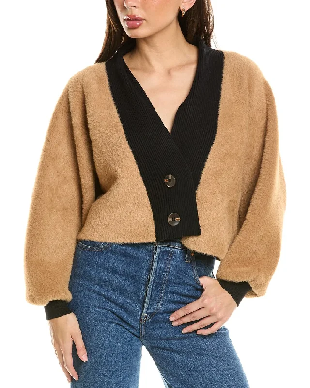 Rain + Rose Fuzzy Eyelash Cardigan Elegant sweaters