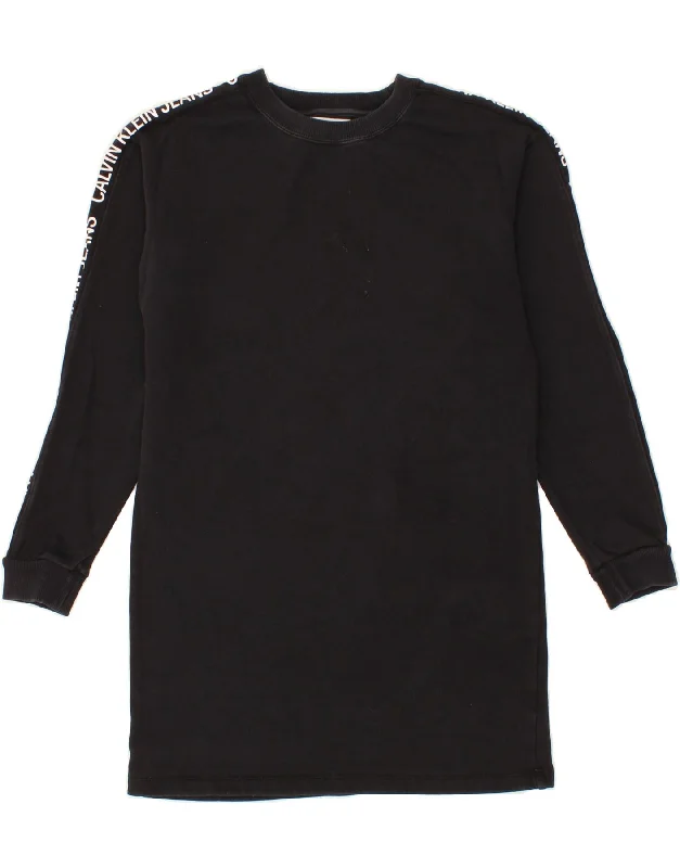 CALVIN KLEIN Womens Oversized Longline Sweatshirt Jumper UK 10 Small Black Best sweaters for cold weather