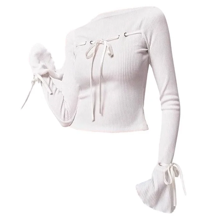 Front-Lace Coquette Top Lightweight sweaters for spring