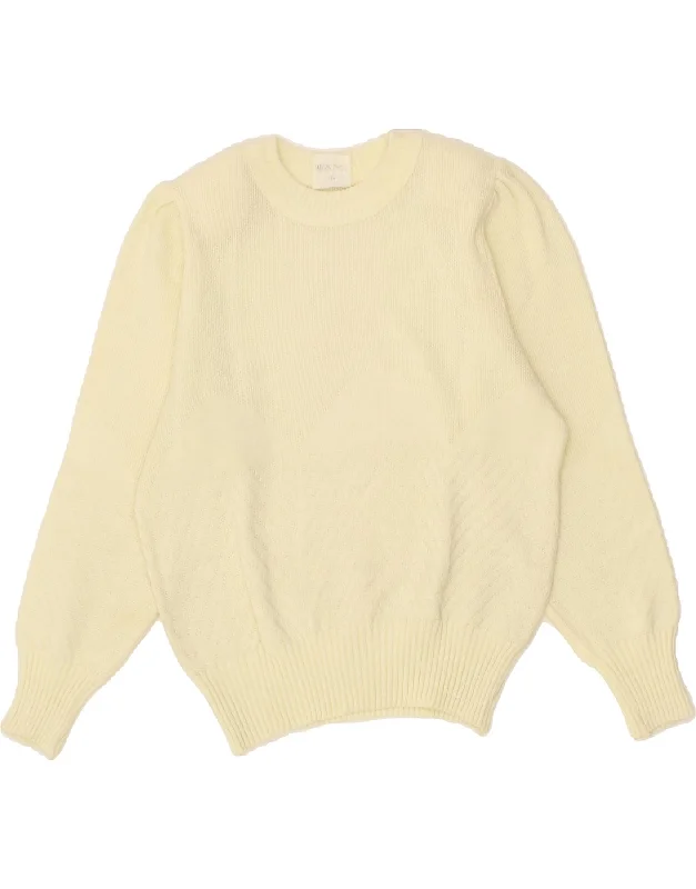 VINTAGE Womens Crew Neck Jumper Sweater UK 12 Medium Yellow Trendy oversized sweaters