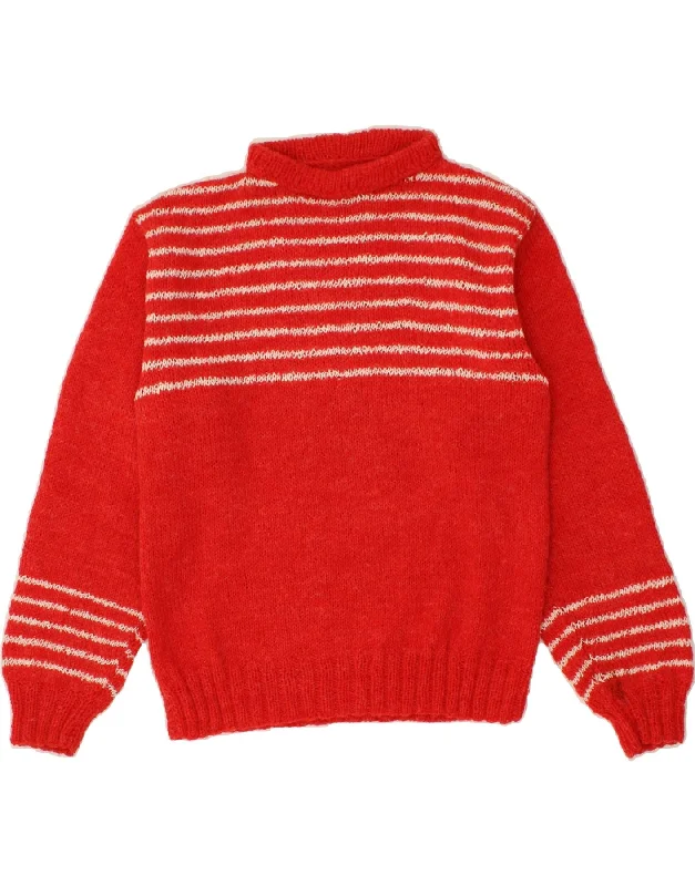 VINTAGE Womens Turtle Neck Jumper Sweater UK 14 Medium Red Striped Edgy sweaters