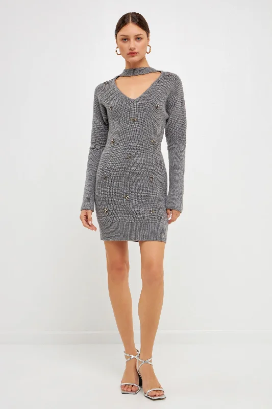 Embellished Sweater Dress Formal mini dresses