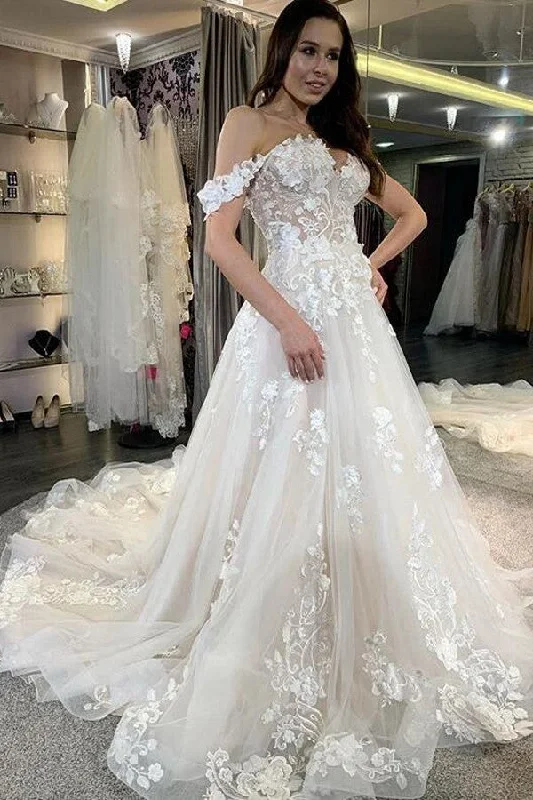 A-Line Deep V-neck Backless Wedding Dress Long Sleeves Pearl With Appliques Lace Sexy Lace Gown