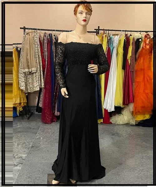 G431(2), Black Trail Prewedding Shoot Gown, (All Sizes) Chic Lace Dress