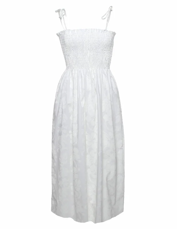 Honolulu White Short Hawaiian Smock Dress Elegant Bridal Gown