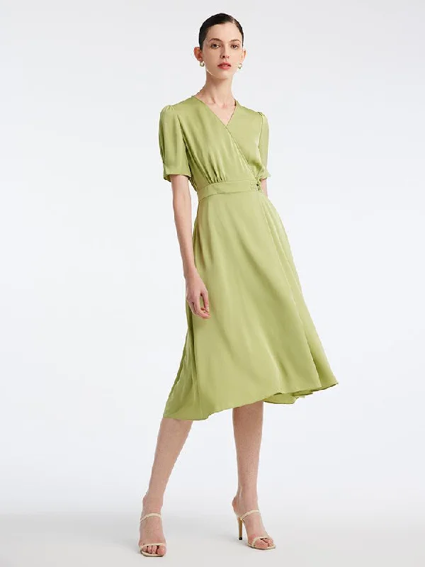 22 Momme V-Neck A-Line Midi Dress Vacation midi dresses