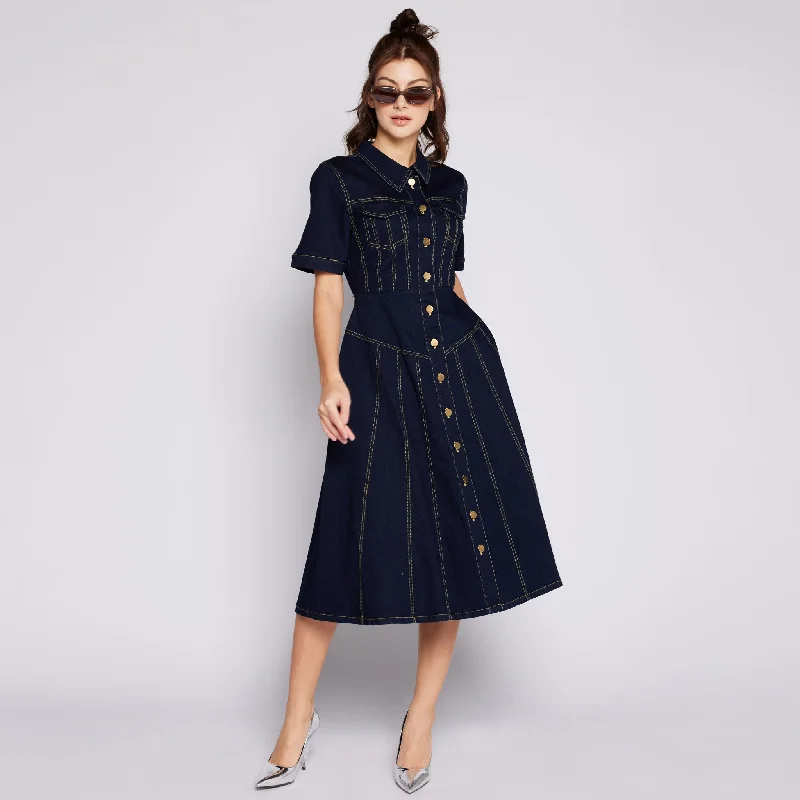 Denim Midi Dress Velvet midi dresses