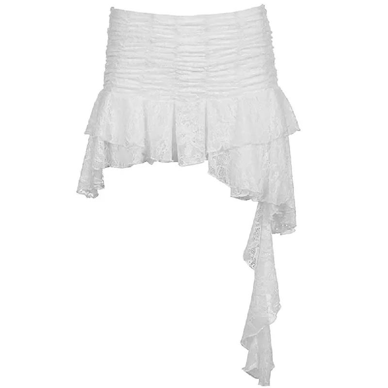 Asymmetrical White Lace Skirt Striped unclassified skirts