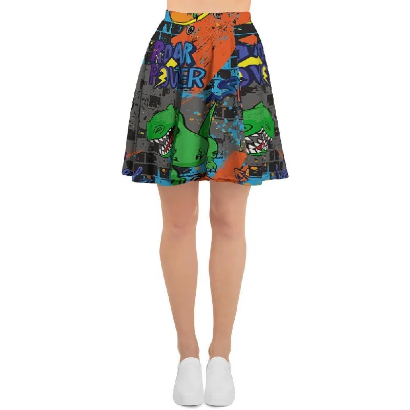 Dinosaur T-rex Graffiti Print Women's Skirt Gothic unclassified skirts