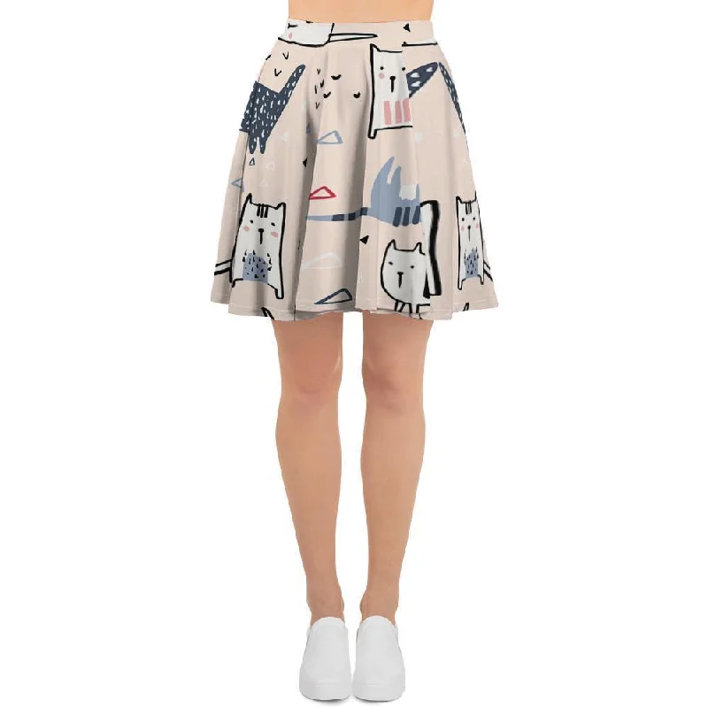 Doodle Cat Print Women's Skirt Fall unclassified skirts