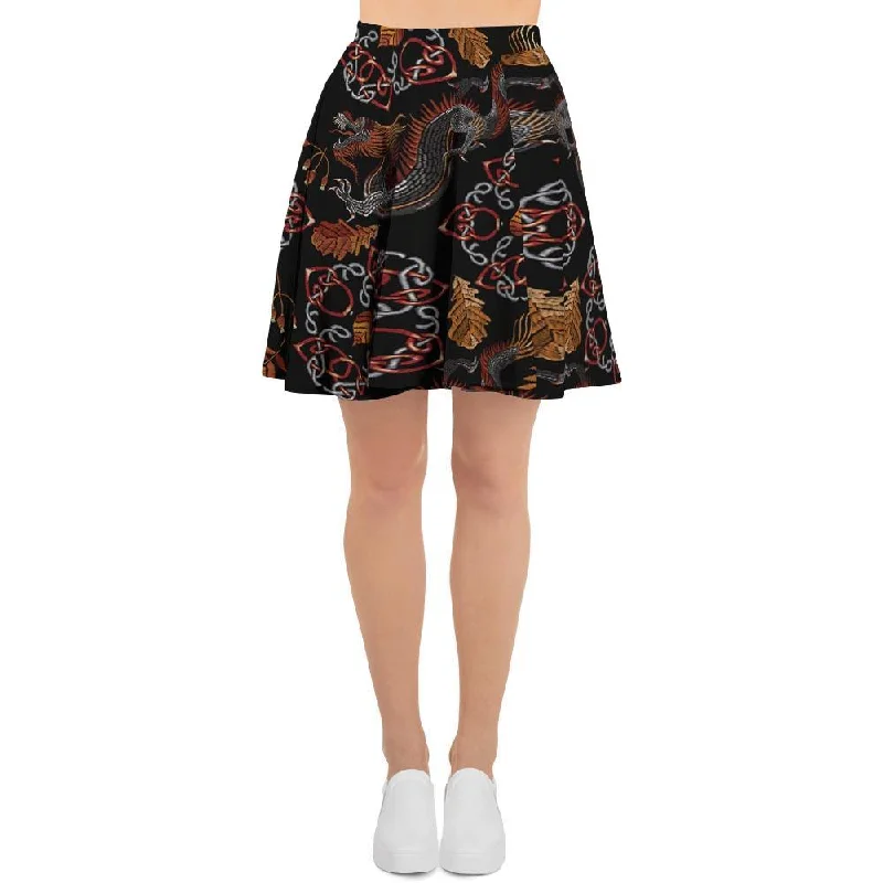 Embroidery Japanese Dragon Print Women's Skirt Ruffled unclassified skirts