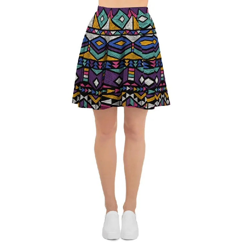 Ethic Aztec Geometric Art Print Women's Skirt Mermaid unclassified skirts