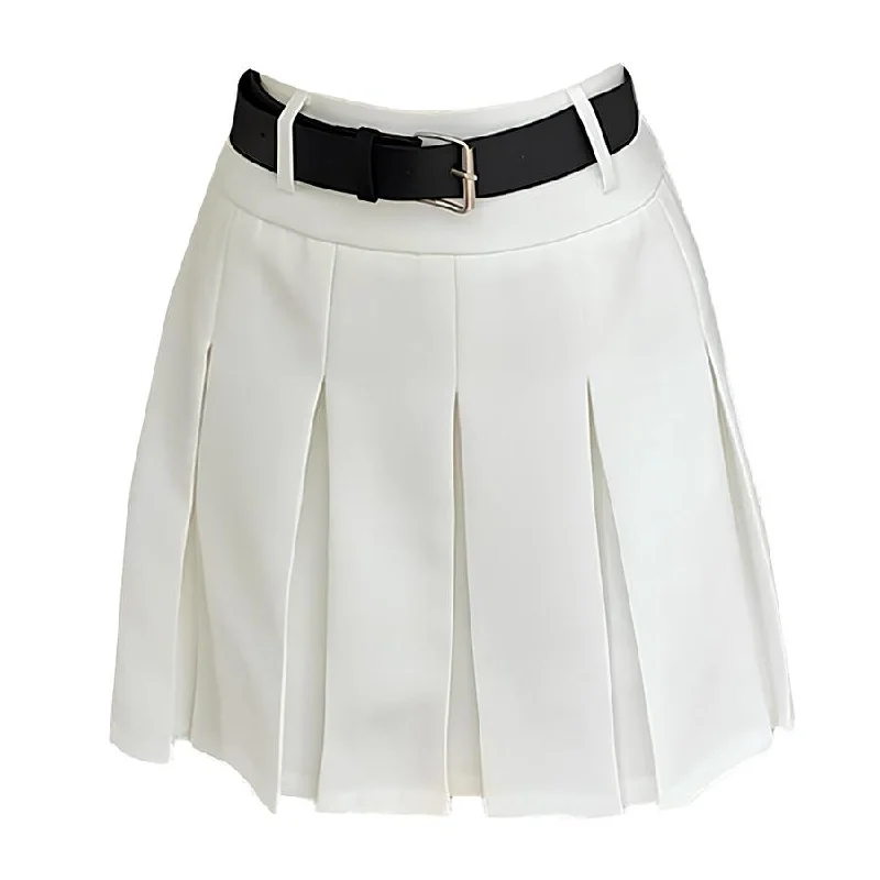 Good Manners Knee-Length Pleated Skirt Monochrome unclassified skirts