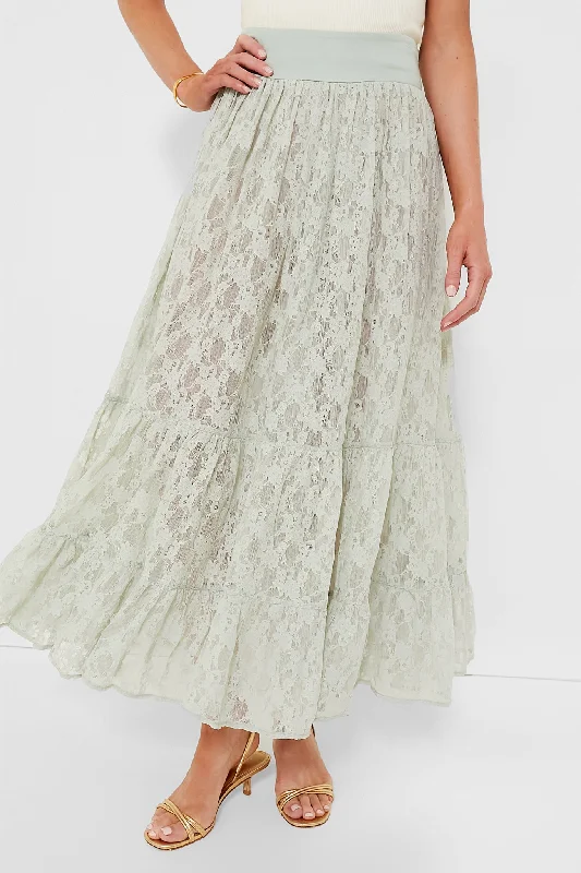 Light Turquoise Lace Ruffle Skirt Low-rise unclassified skirts