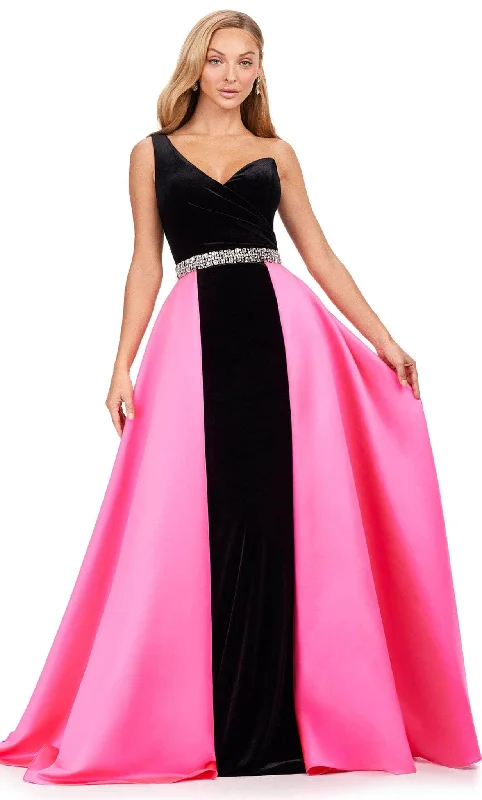 Ashley Lauren 11265 - One Shoulder Velvet-Satin Gown Shein party dresses