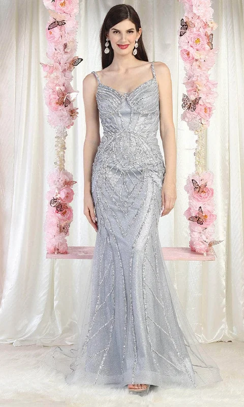 May Queen RQ8023 - Sleeveless Sequined Long Gown Tulle party dresses