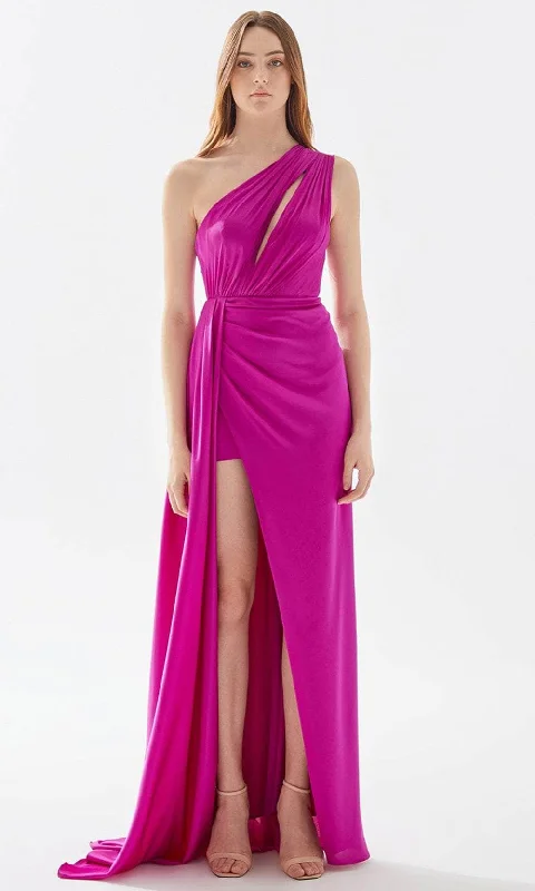 Tarik Ediz 52015 - One Shoulder Satin Prom Gown Best party dresses for plus size