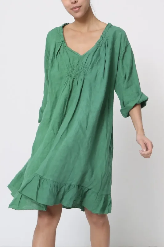 3/4 Sleeve Linen Dress Cotton unclassified dresses