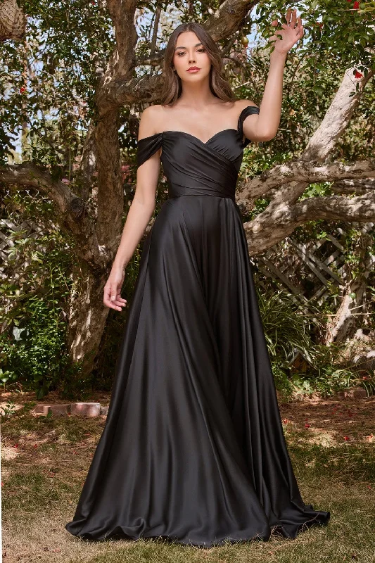 A-Line Satin Off The Shoulder Dress By Cinderella Divine -7493 Trendy unclassified dresses