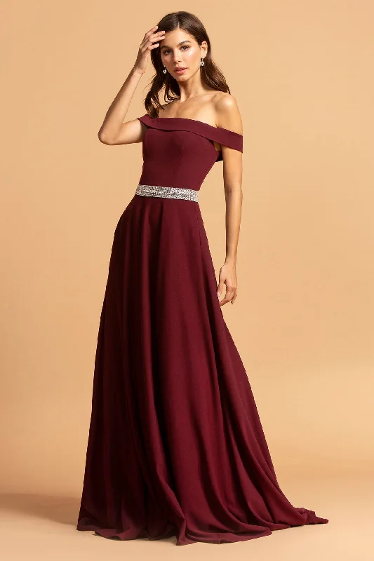 Aspeed Design -D302 Off-Shoulder Embellished A-Line Gown One-shoulder unclassified dresses