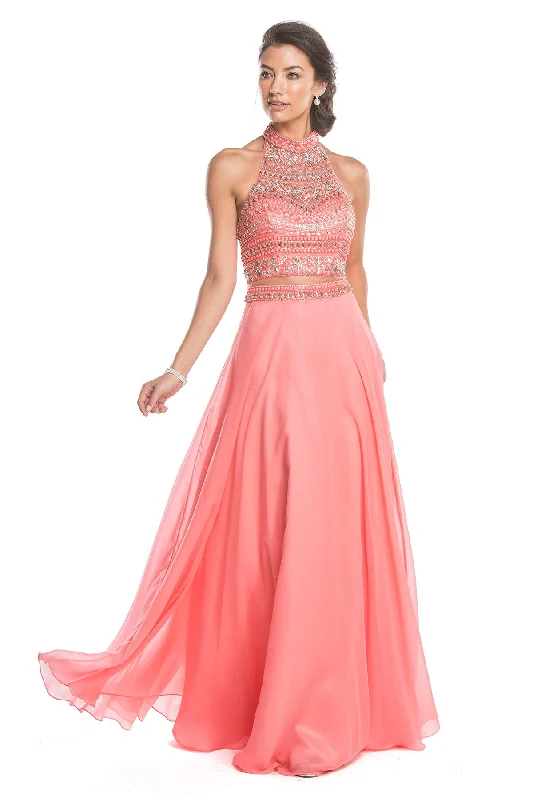 Aspeed Design -L1549 Beaded Halter Two Piece Dress Festival unclassified dresses