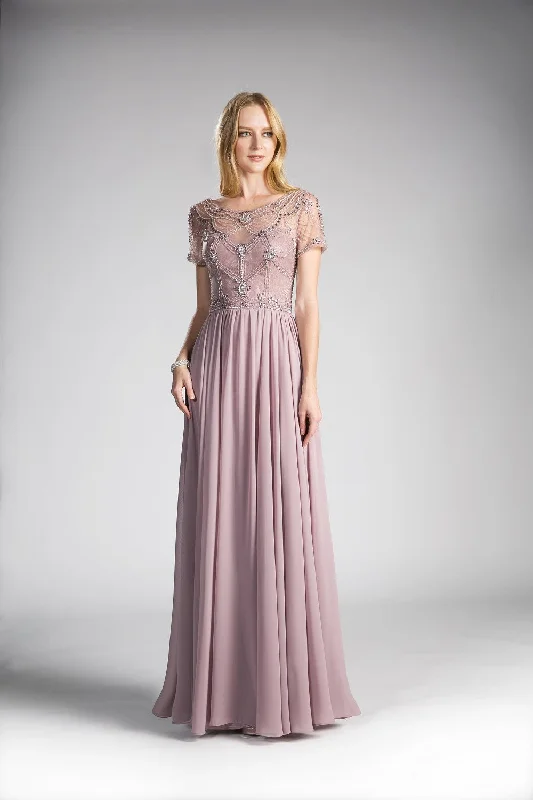 Beaded Bodice Chiffon Empire Waist Dress By Cinderella Divine -CD0123 Boho unclassified dresses