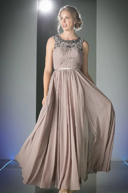 Beaded Chiffon Empire Waist Dress by Cinderella Divine -1588 Chiffon unclassified dresses