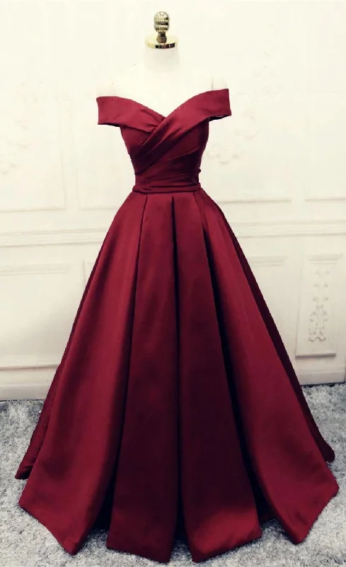 Burgundy Prom Dresses,Ball Gowns Prom Dress,Satin Evening Gowns Sequin unclassified dresses