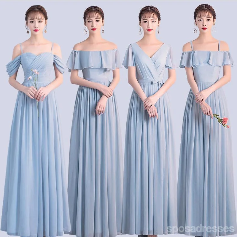 Chiffon Blue Mismatched Cheap Bridesmaid Dresses Online, WG758 Neutral tone unclassified dresses