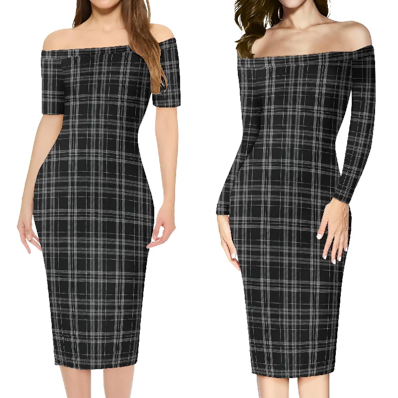 Clergy Grey Tartan Off Shoulder Lady Dress Club unclassified dresses