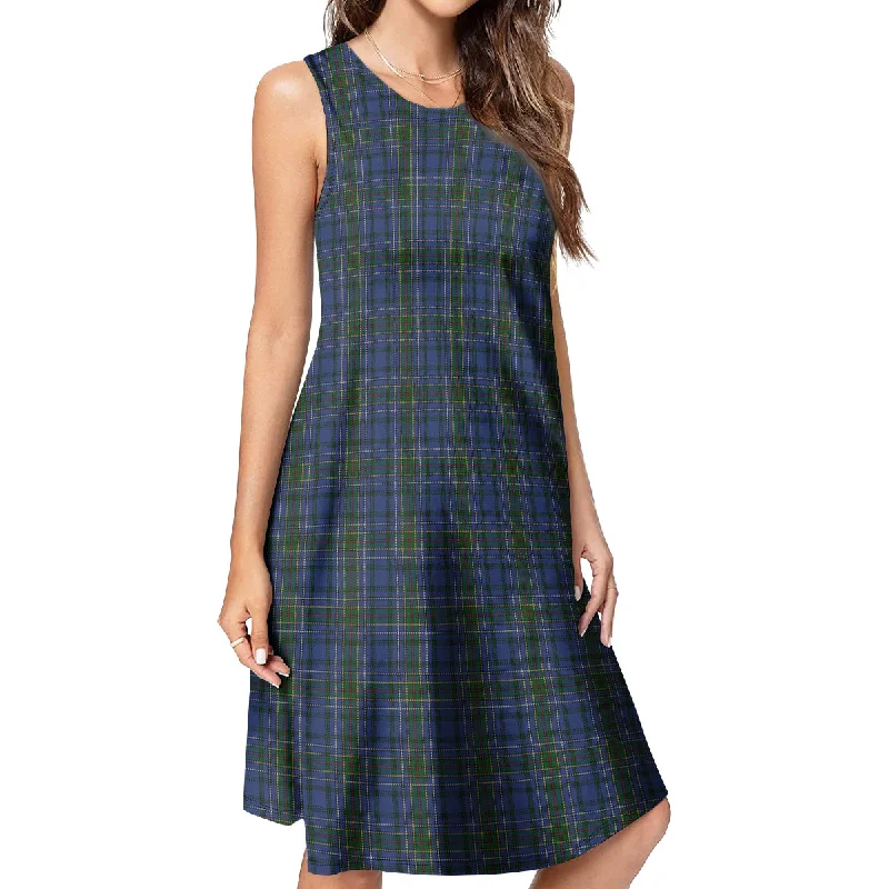 Cockburn Blue Tartan Womens Casual Dresses Cotton unclassified dresses