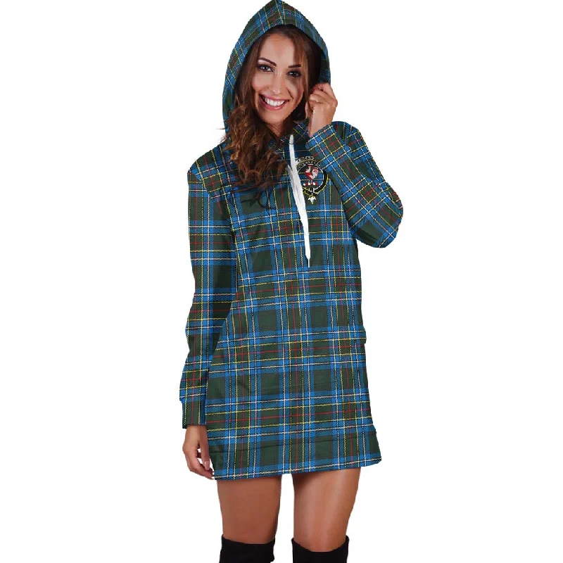 Cockburn Modern Tartan Hoodie Dress with Family Crest Pastel unclassified dresses