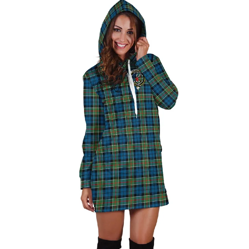 Colquhoun Ancient Tartan Hoodie Dress with Family Crest Pastel unclassified dresses