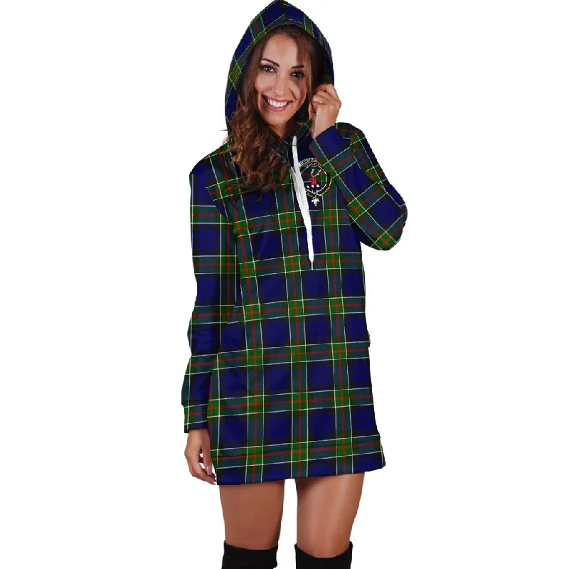 Colquhoun Tartan Hoodie Dress with Family Crest Winter unclassified dresses