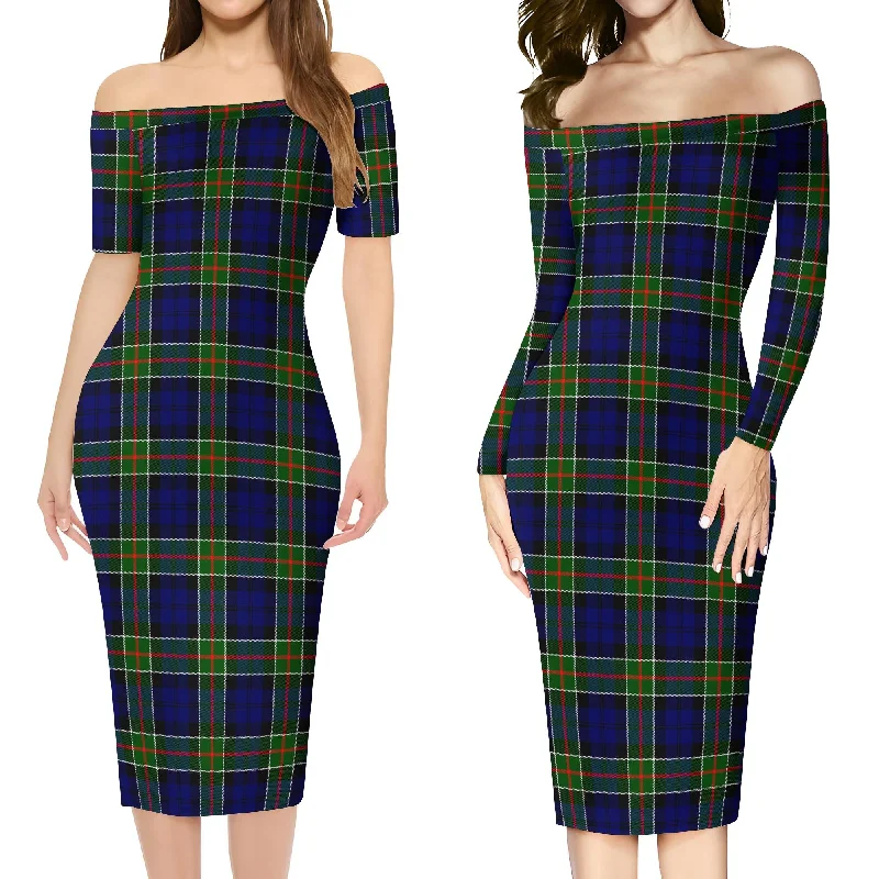 Colquhoun Tartan Off Shoulder Lady Dress Trendy new unclassified dresses