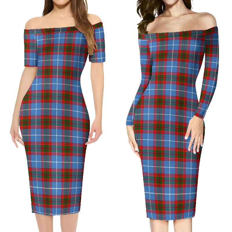 Congilton Tartan Off Shoulder Lady Dress Cotton unclassified dresses