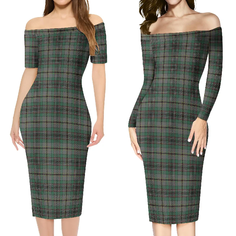 Craig Tartan Off Shoulder Lady Dress Sleeveless unclassified dresses