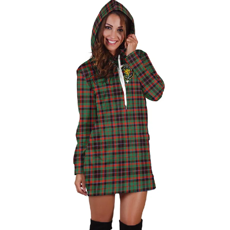 Cumming Hunting Ancient Tartan Hoodie Dress with Family Crest Wrap unclassified dresses