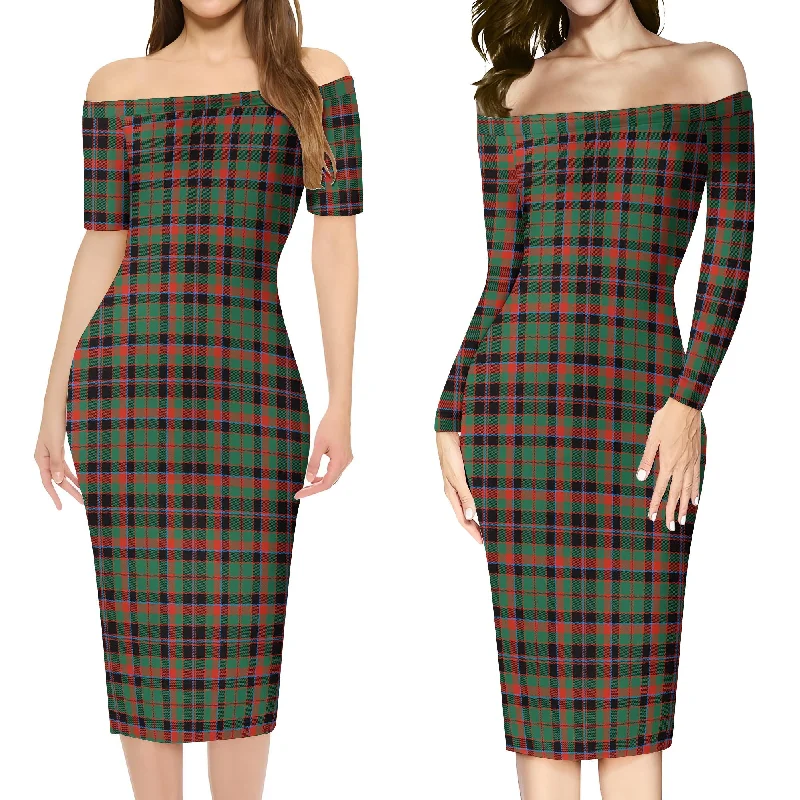 Cumming Hunting Ancient Tartan Off Shoulder Lady Dress Y2K unclassified dresses