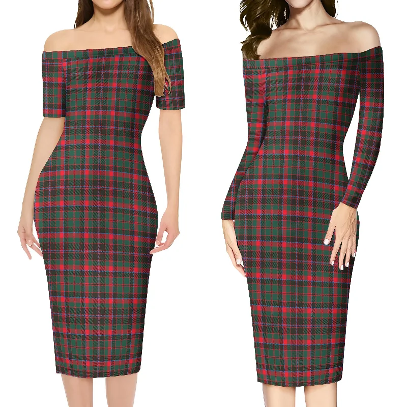 Cumming Hunting Modern Tartan Off Shoulder Lady Dress Stretchy unclassified dresses