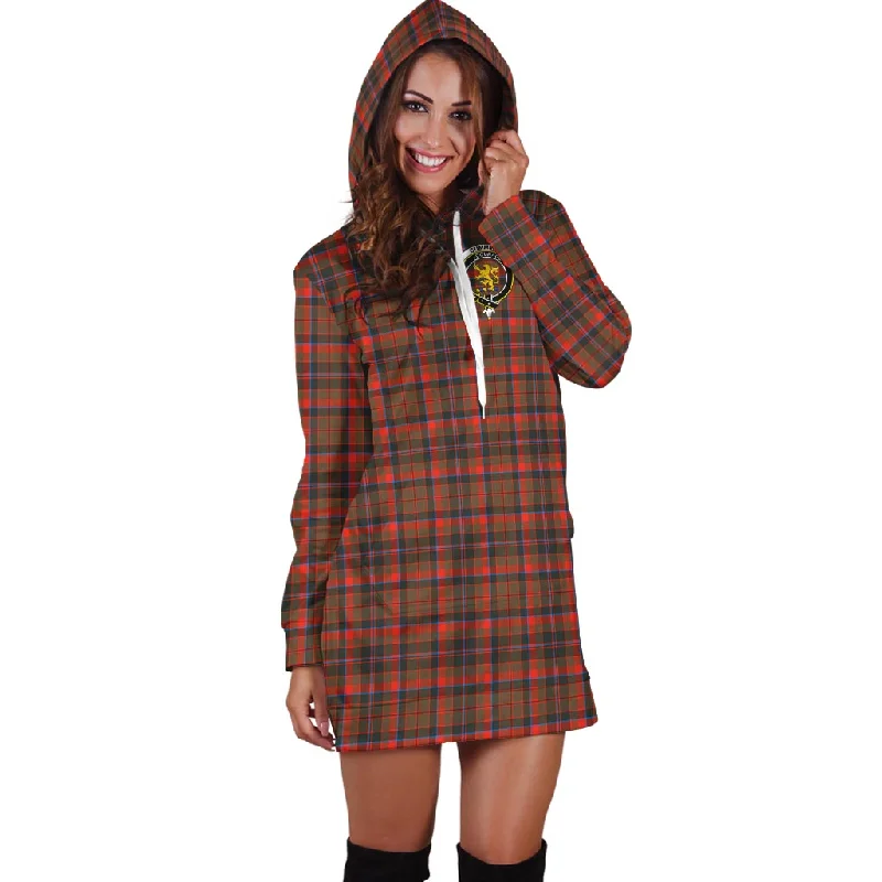 Cumming Hunting Weathered Tartan Hoodie Dress with Family Crest Cotton unclassified dresses